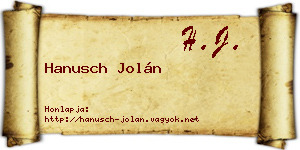 Hanusch Jolán névjegykártya